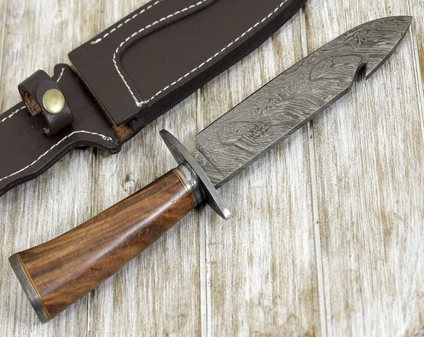 Oblivion Damascus Bowie Knife with Exotic Rosewood Handle - Gifts for You 'n Me