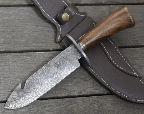 Oblivion Damascus Bowie Knife with Exotic Rosewood Handle - Gifts for You 'n Me