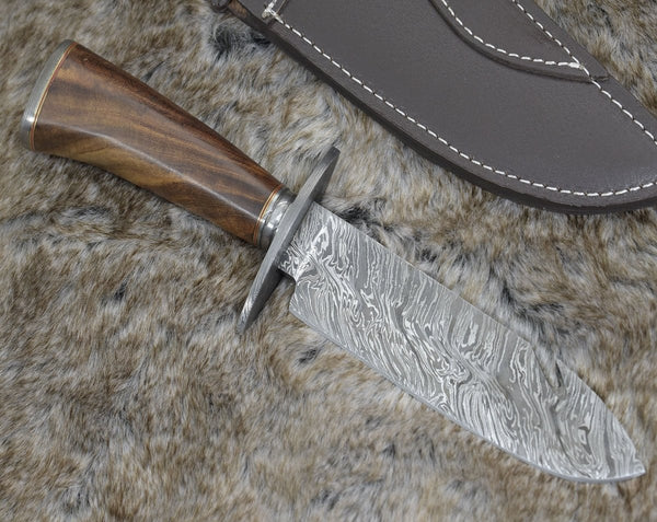 Oblivion Damascus Bowie Knife with Exotic Rosewood Handle