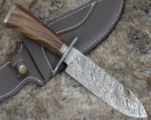 Oblivion Damascus Bowie Knife with Exotic Rosewood Handle