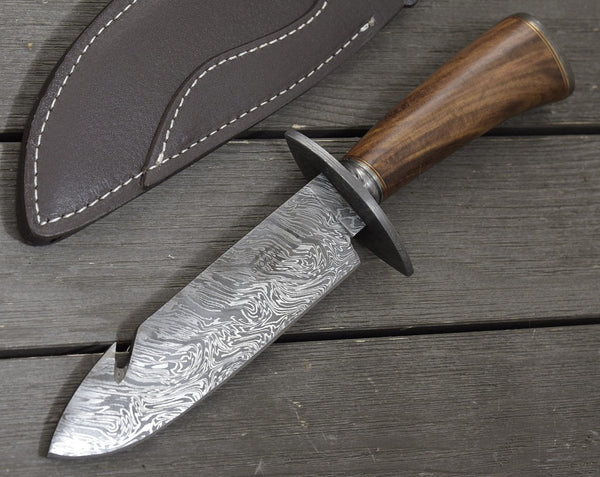 Oblivion Damascus Bowie Knife with Exotic Rosewood Handle