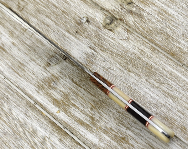 Obsidian Damascus Chef Knife with Horn & Bone Handle