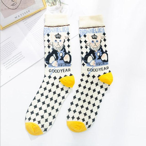 Occident Fashion Colorful Print Socks Women with Mushroom Spring Woman Socks Breathable Cotton Socks For Women