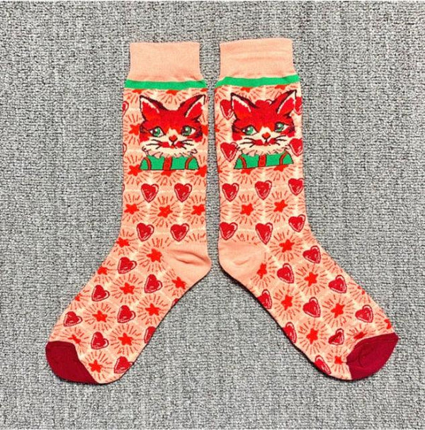 Occident Fashion Colorful Print Socks Women with Mushroom Spring Woman Socks Breathable Cotton Socks For Women