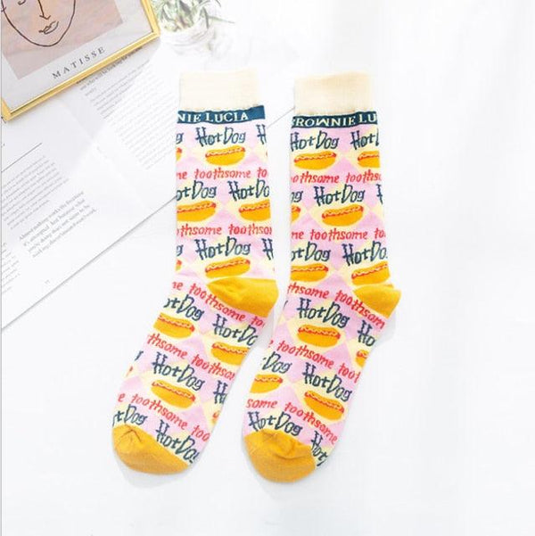 Occident Fashion Colorful Print Socks Women with Mushroom Spring Woman Socks Breathable Cotton Socks For Women