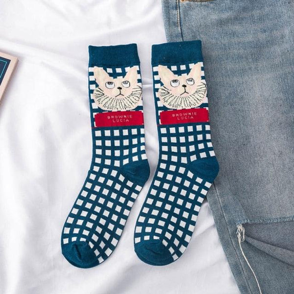 Occident Fashion Colorful Print Socks Women with Mushroom Spring Woman Socks Breathable Cotton Socks For Women