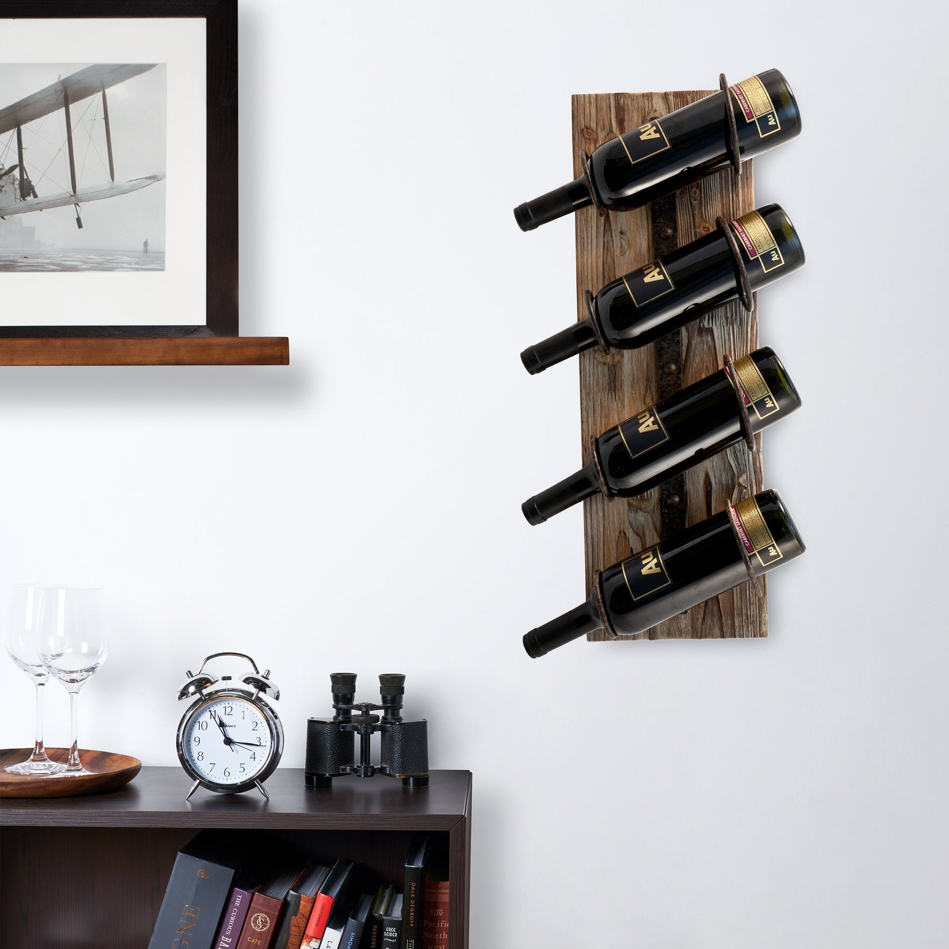 Metal and Wood Wine Rack