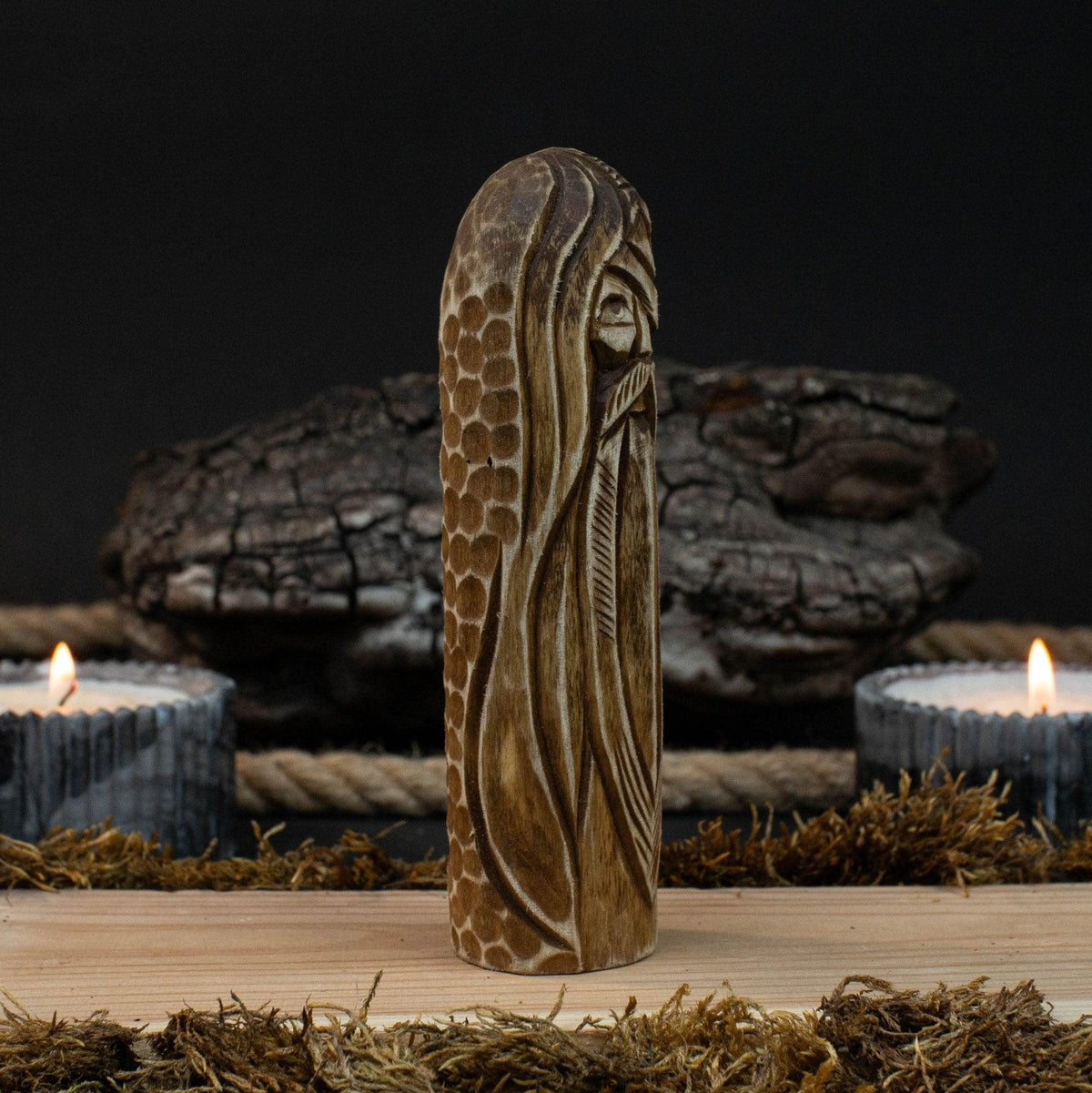 Odin Figurine – 13 cm (5.1 inches) Hand-Carved Wooden Norse God Statue