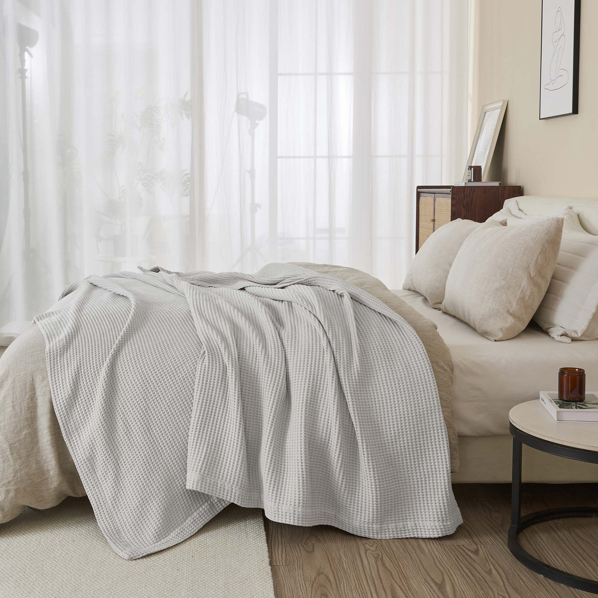100% Cotton Waffle Weave Blanket - Mikala Collection