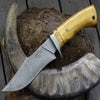 Odyssey Damascus Hunting Knife with Exotic Yellow Heart Handle