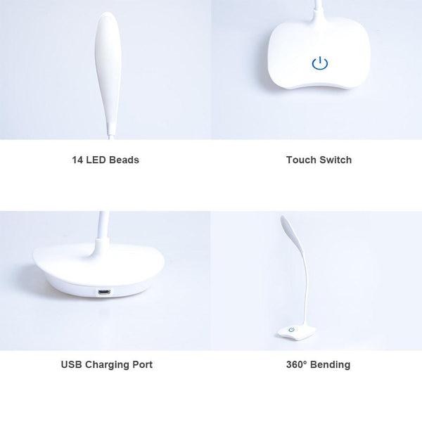Office Desk LED Table Lamp USB Rechargeable Battery Bright Lamp Eye Care Mini Flex Room Desk Children's Lamp Bedroom Nightstand Decorative Table Lamp Cute Study Lamps for Bedroom Décor