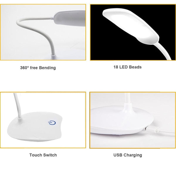 Office Desk LED Table Lamp USB Rechargeable Battery Bright Lamp Eye Care Mini Flex Room Desk Children's Lamp Bedroom Nightstand Decorative Table Lamp Cute Study Lamps for Bedroom Décor