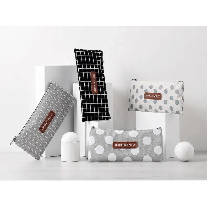 Office Simple Print Stationery Pencil Case Classic Design Pencil Pouch Simple Storage Bag