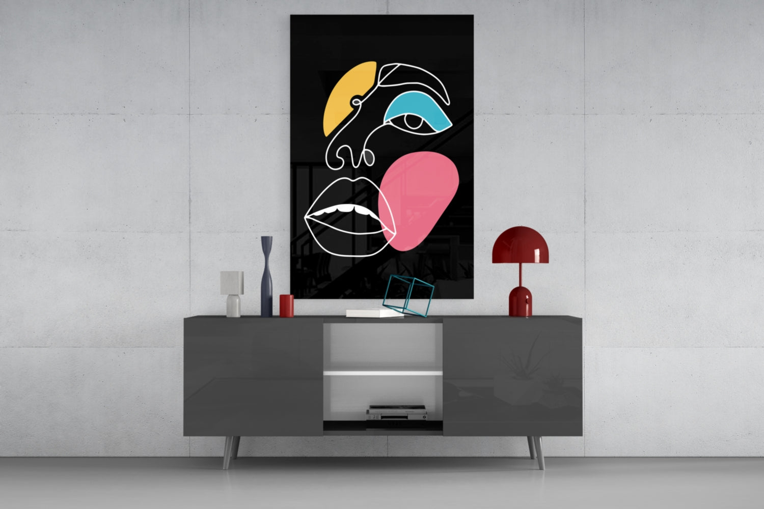 Abstract Colorful Face Glass Wall Art