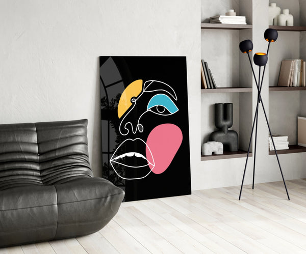 Abstract Colorful Face Glass Wall Art