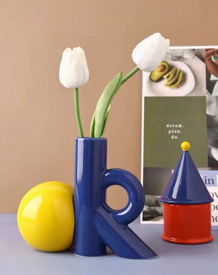 OK Ceramic Bud Vase - Handmade Dopamine Decorative Flower Vase
