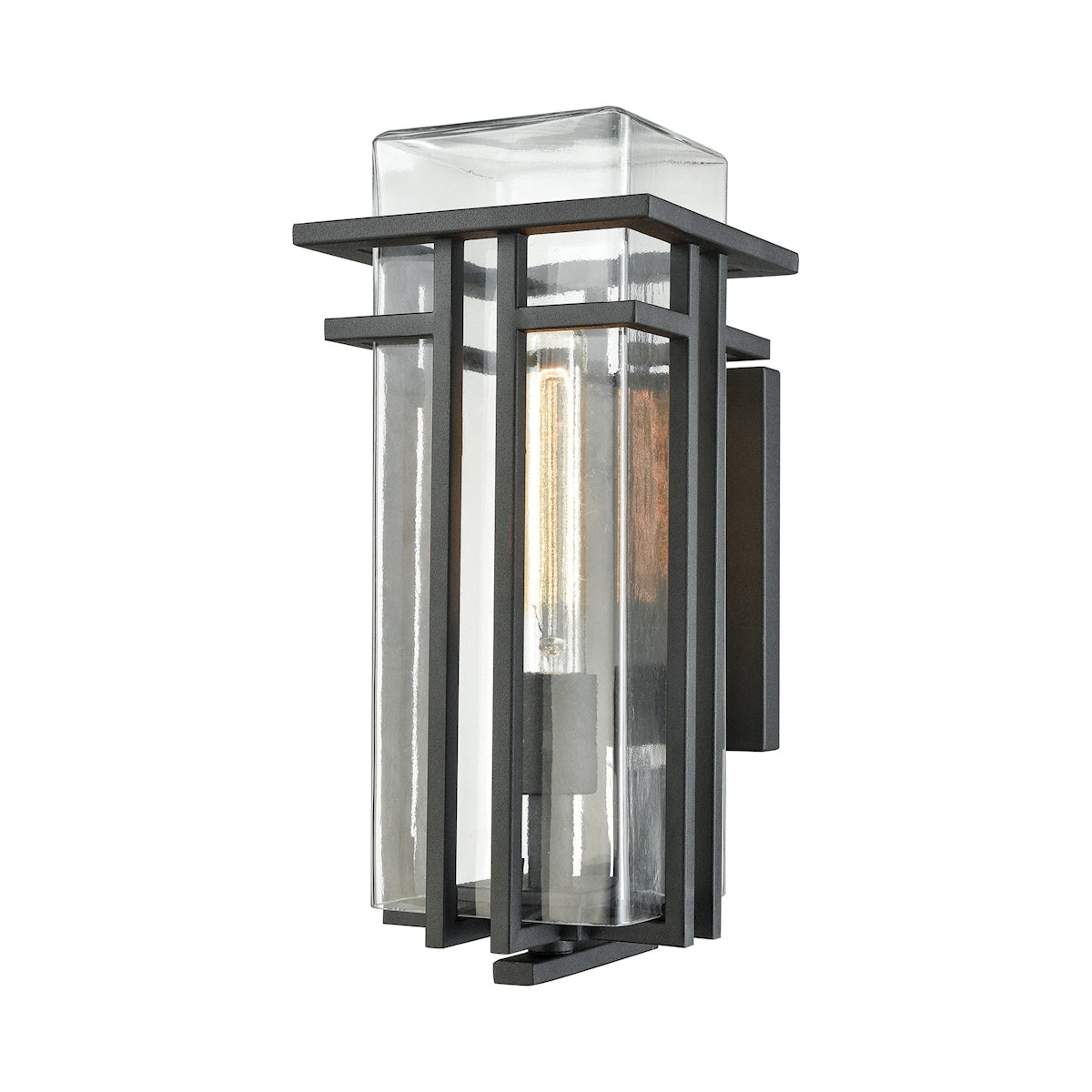 Croftwell 15'' High 1-Light Outdoor Sconce - Textured Matte Black with Clear Glass