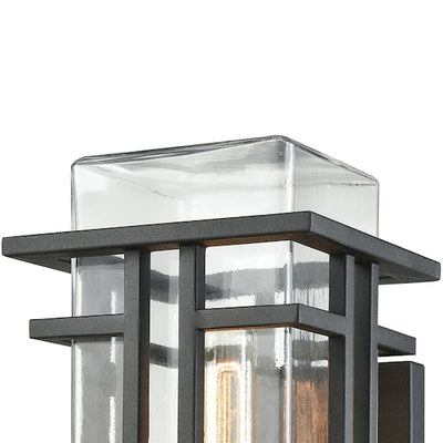 Croftwell 15'' High 1-Light Outdoor Sconce - Textured Matte Black with Clear Glass