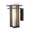 Croftwell 15'' High 1-Light Outdoor Sconce - Textured Matte Black with White Frosted Glass