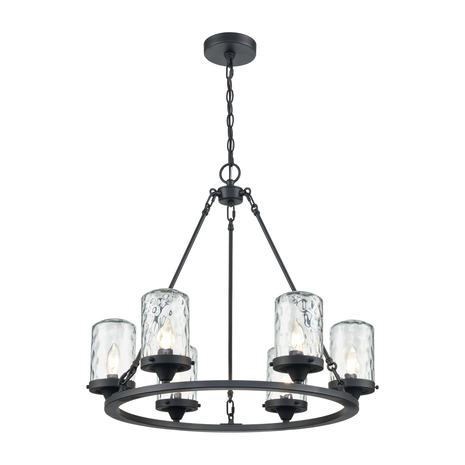 Torch 26'' Wide 6-Light Outdoor Pendant - Charcoal Black