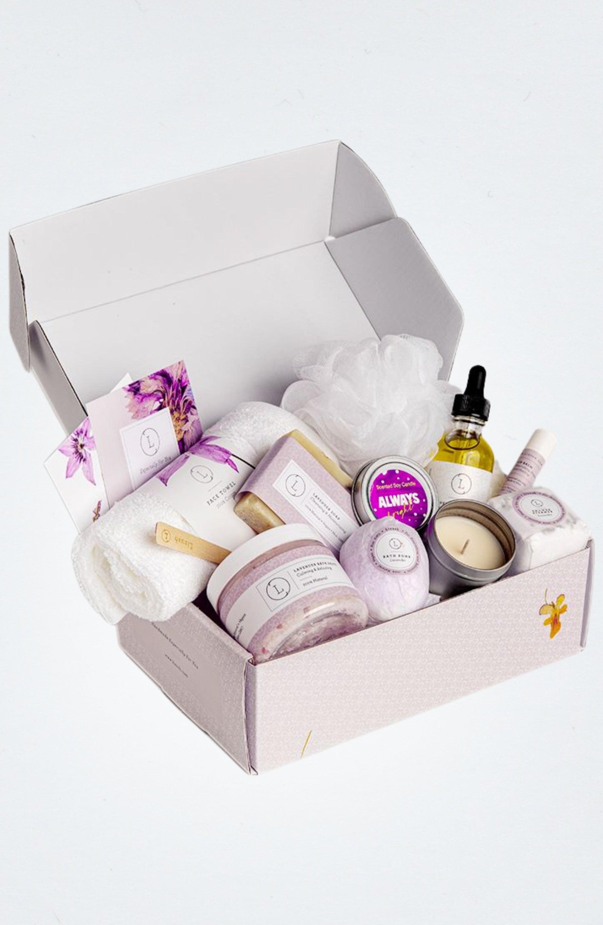 Bath Bomb and Shower Steamer Lizush All Natural Lavender Gift Box with - bath & body products