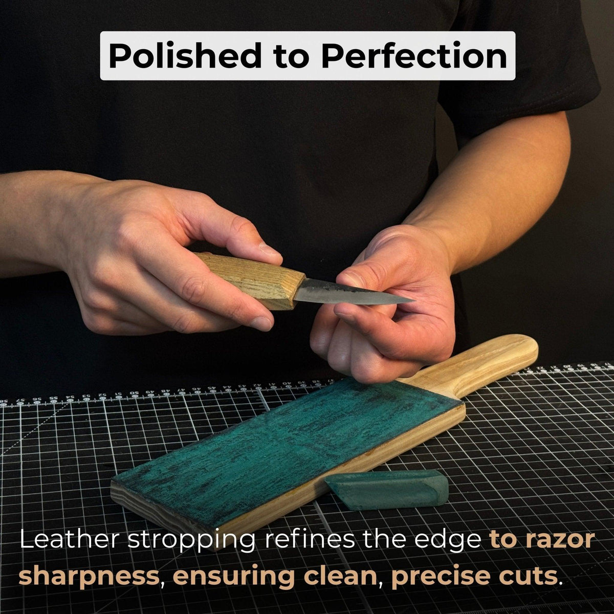 One-Sided Leather Strop For Knife Sharpening & Polishing Compound
