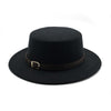One Size New Retro Winter Autumn Women Men Top Hat Cotton Warm Winter Hat Solid Color Wide Brim Straight Sides Hat Fedora Hat Luxury Fedora Hats With Belt Buckle Elegant Flat Brim Hat