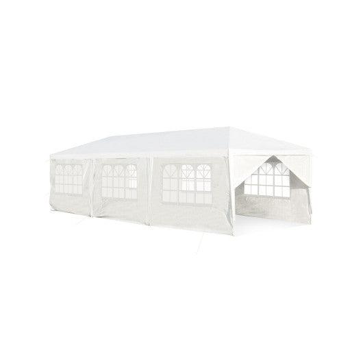 10 x 30 Feet Outdoor Canopy Tent with 6 Removable Sidewalls and 2 Doorways-White