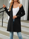 Open Front Long Sleeve Cardigan - Black / S
