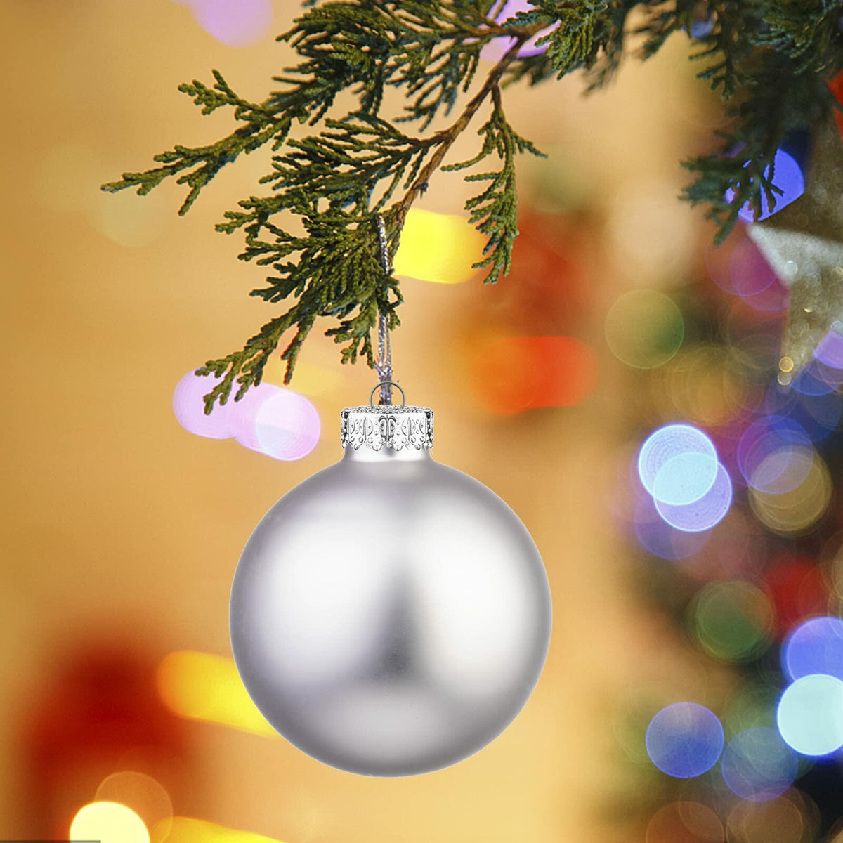 18 Pcs 1.8 in Glass Christmas Ball Ornaments, Silver