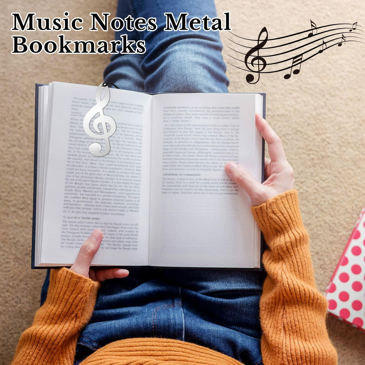 100 Pcs Musical Notes Bookmarks with Elegant Silk Tassel Music Party Favors Gift