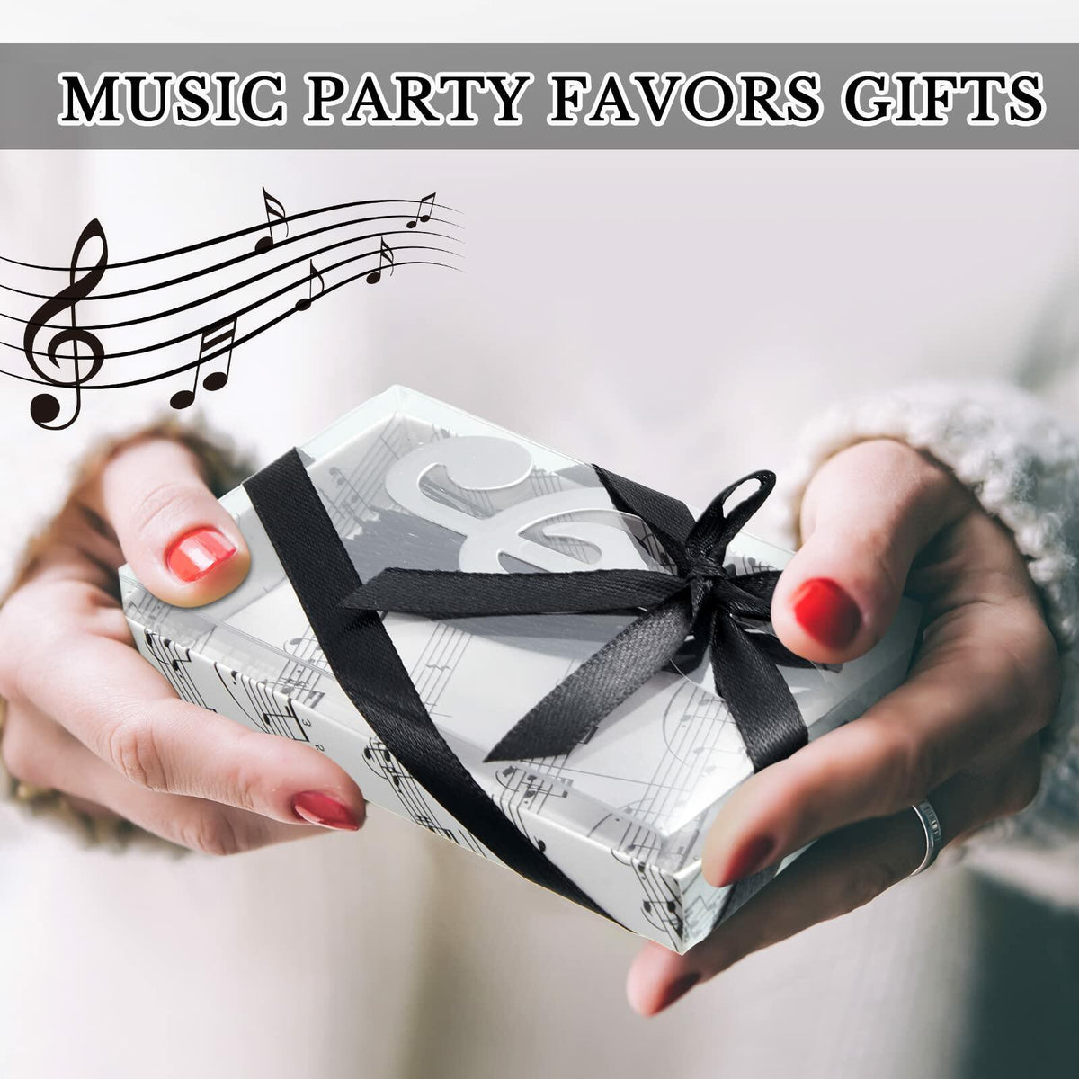 100 Pcs Musical Notes Bookmarks with Elegant Silk Tassel Music Party Favors Gift