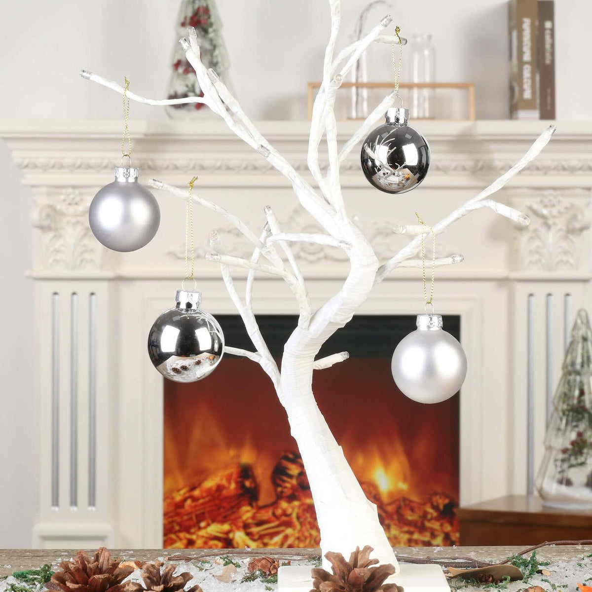 18 Pcs 1.8 in Glass Christmas Ball Ornaments, Silver