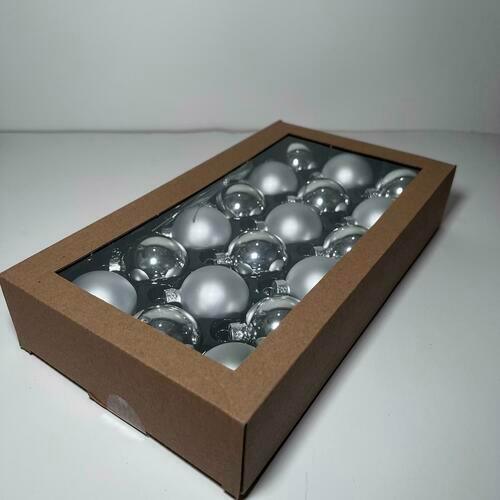 18 Pcs 1.8 in Glass Christmas Ball Ornaments, Silver