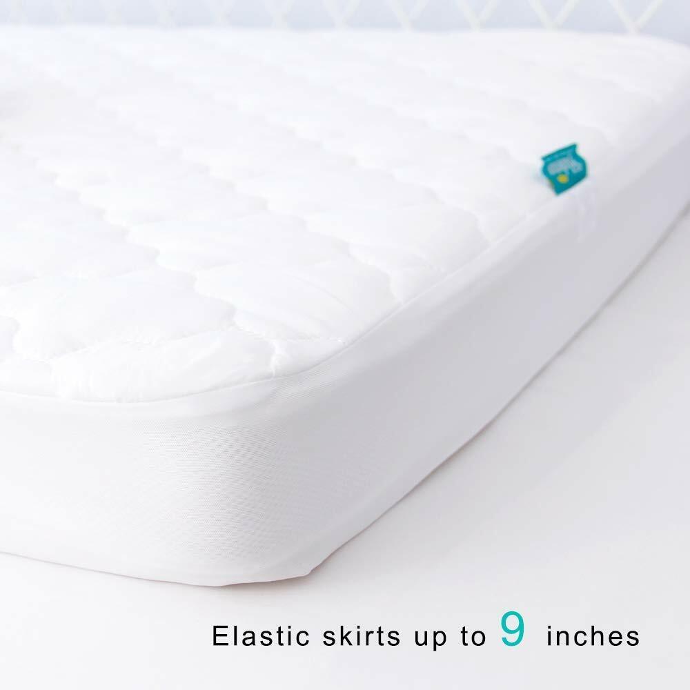 2 Pack Crib Mattress Protector, Waterproof Quilted, 52 x 28 in, White