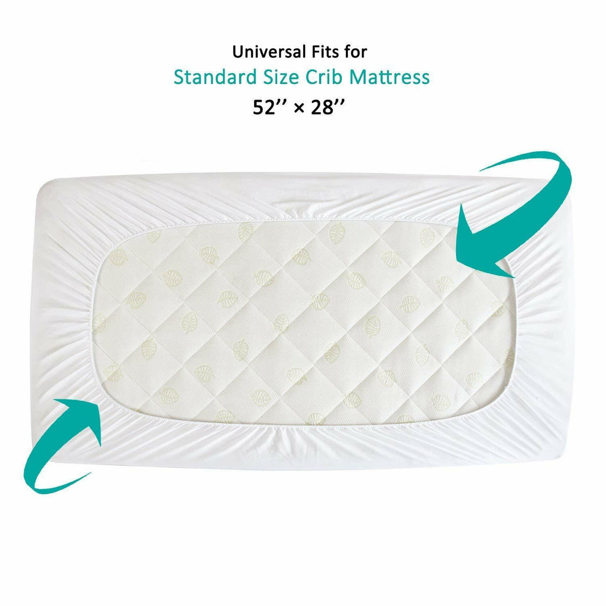 2 Pack Crib Mattress Protector, Waterproof Quilted, 52 x 28 in, White