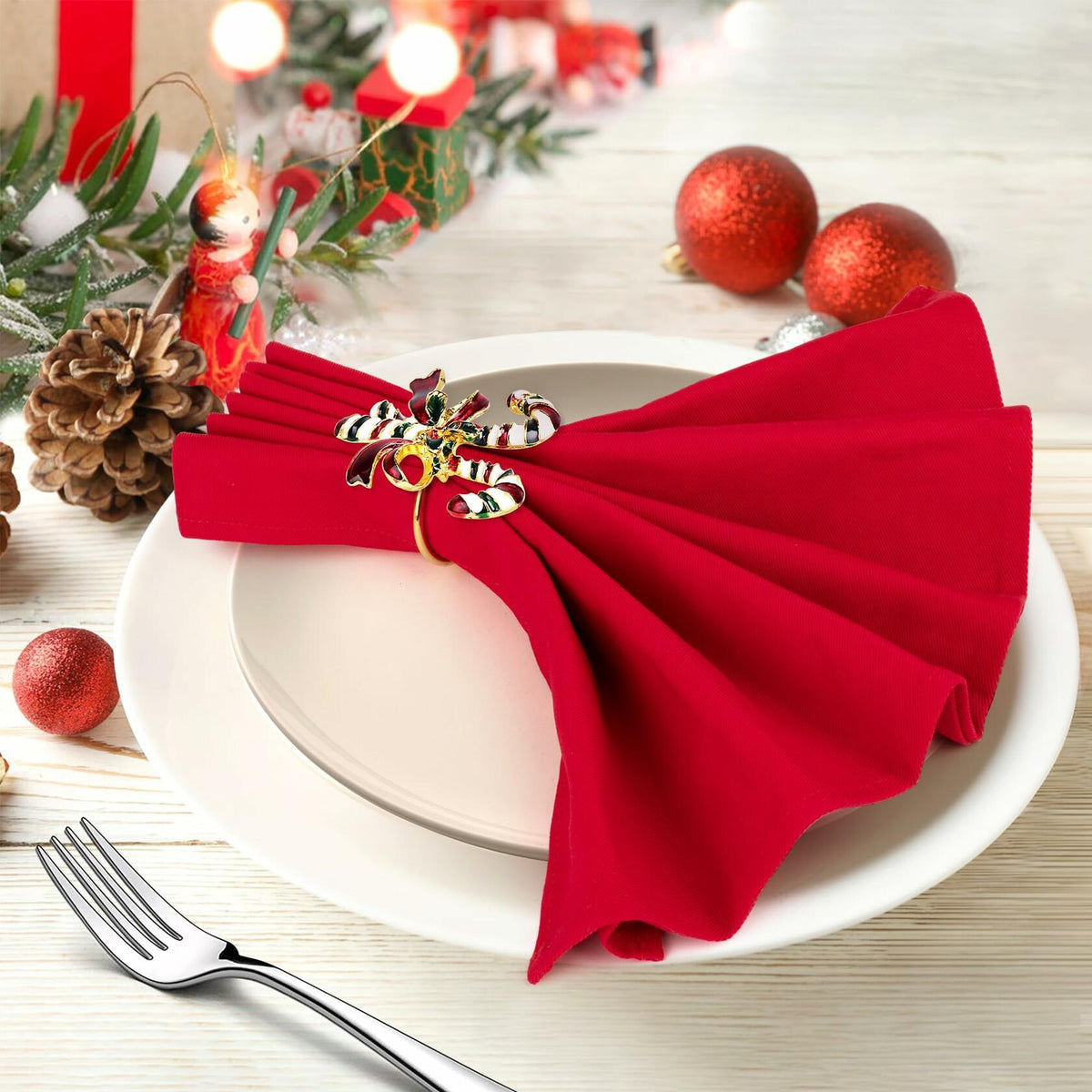 12 pack Gold Christmas Napkin Rings with Bling Various Christmas Napkin Holders