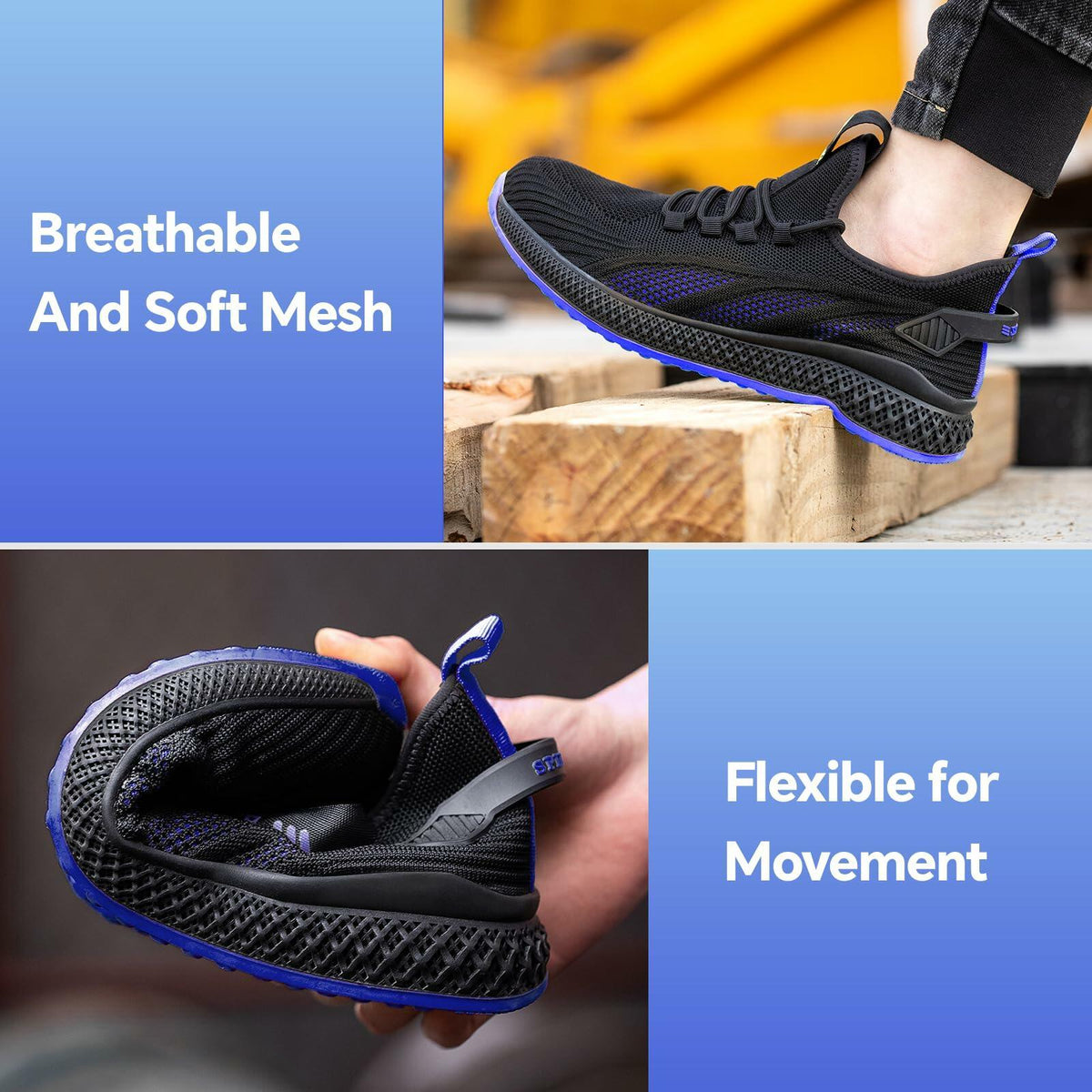 Women's/Unisex Safety Shoes w/Composite Toe Cap, Puncture Proof Lightweight Size- M8/W9