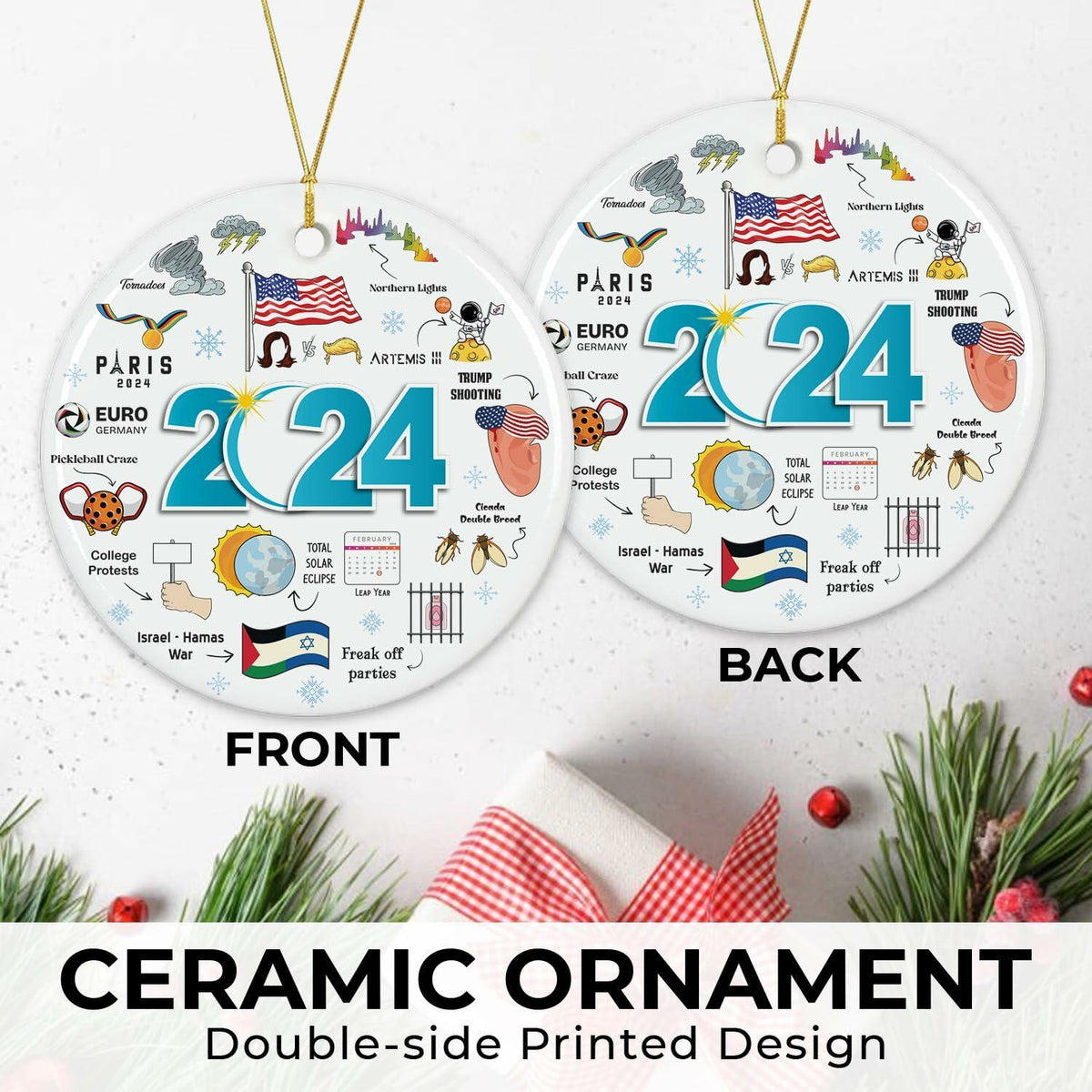 NewEleven 2024 Christmas Ornament Year in Review Memorable Holiday Decor