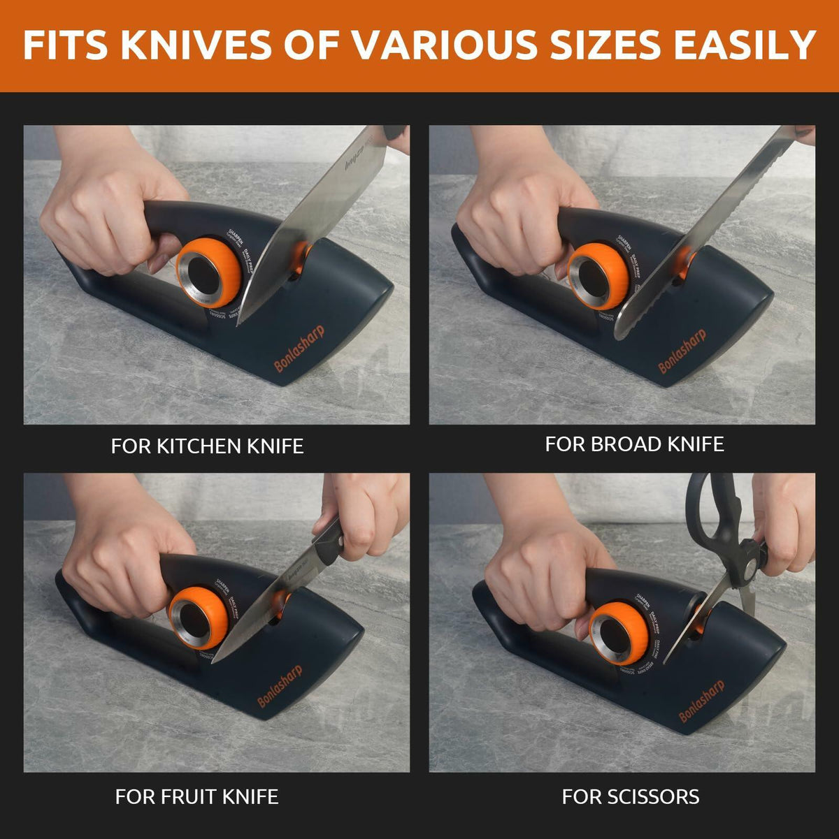 5-in-1 Adjustable Knife Sharpener for Kitchen & Scissors Ergonomic Design