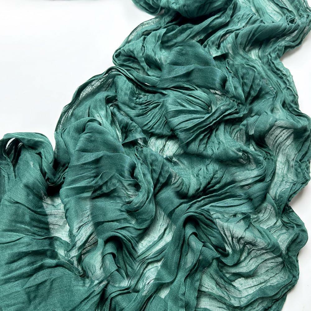Booque Valley 3 Pack Green Cheesecloth Christmas Table Runner 35x120in Boho