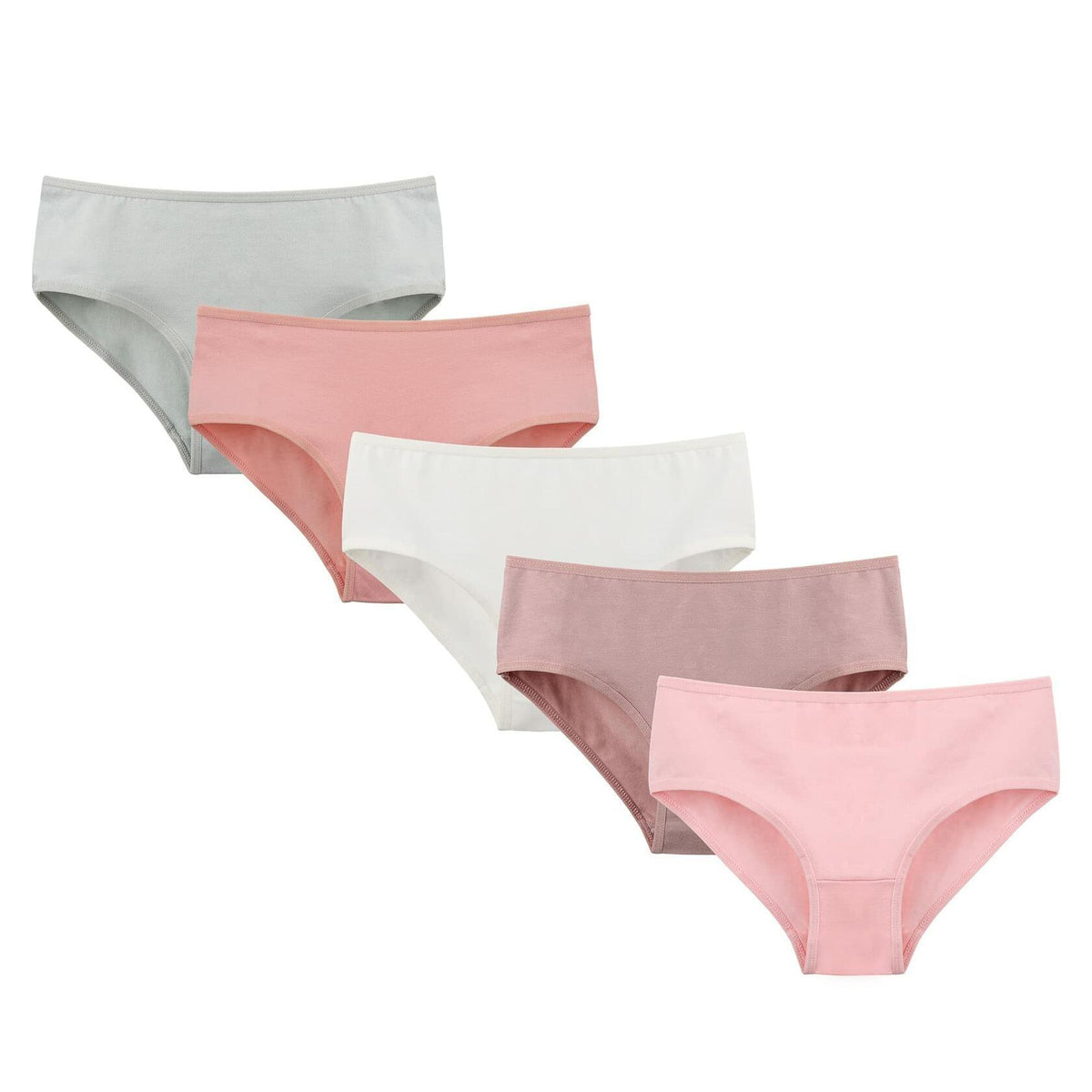 Donella Teen Girls Cotton Bikini Panties 5 Pack Black Mid Waist Size 14-15