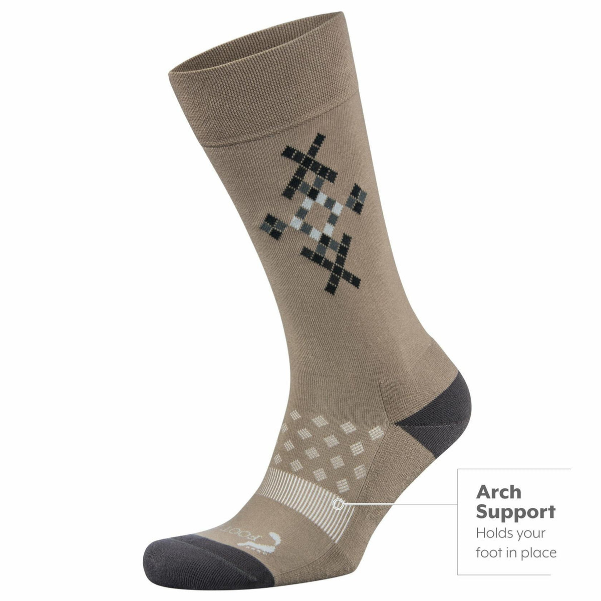 FootZen by Balega Argyle Crew Socks Men's Mink Medium 1-Pair Fashion