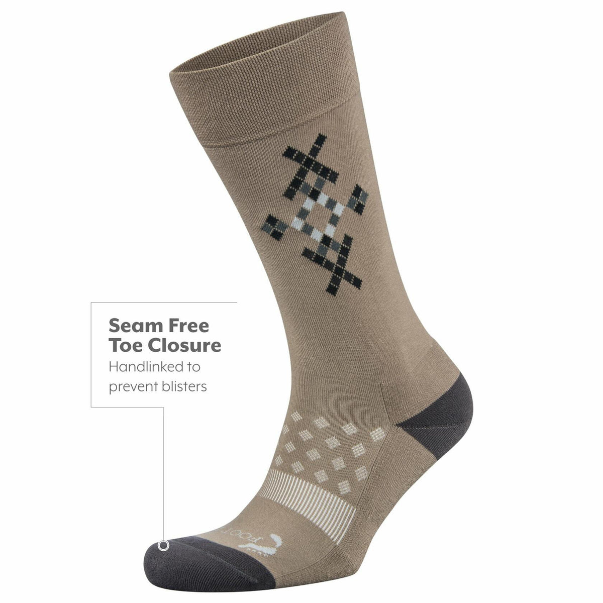 FootZen by Balega Argyle Crew Socks Men's Mink Medium 1-Pair Fashion