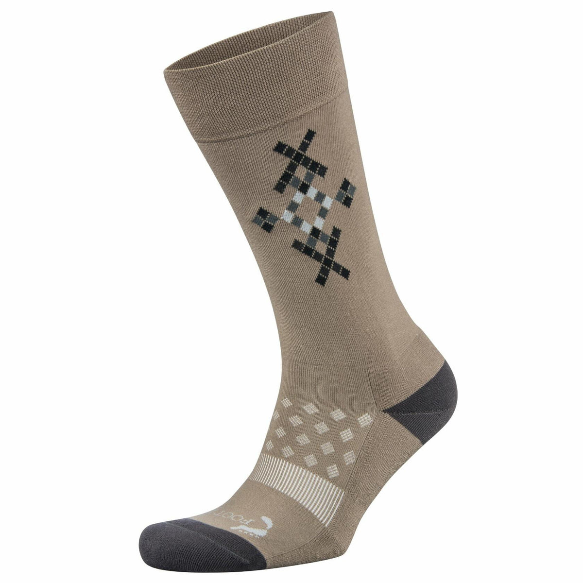 FootZen by Balega Argyle Crew Socks Men's Mink Medium 1-Pair Fashion