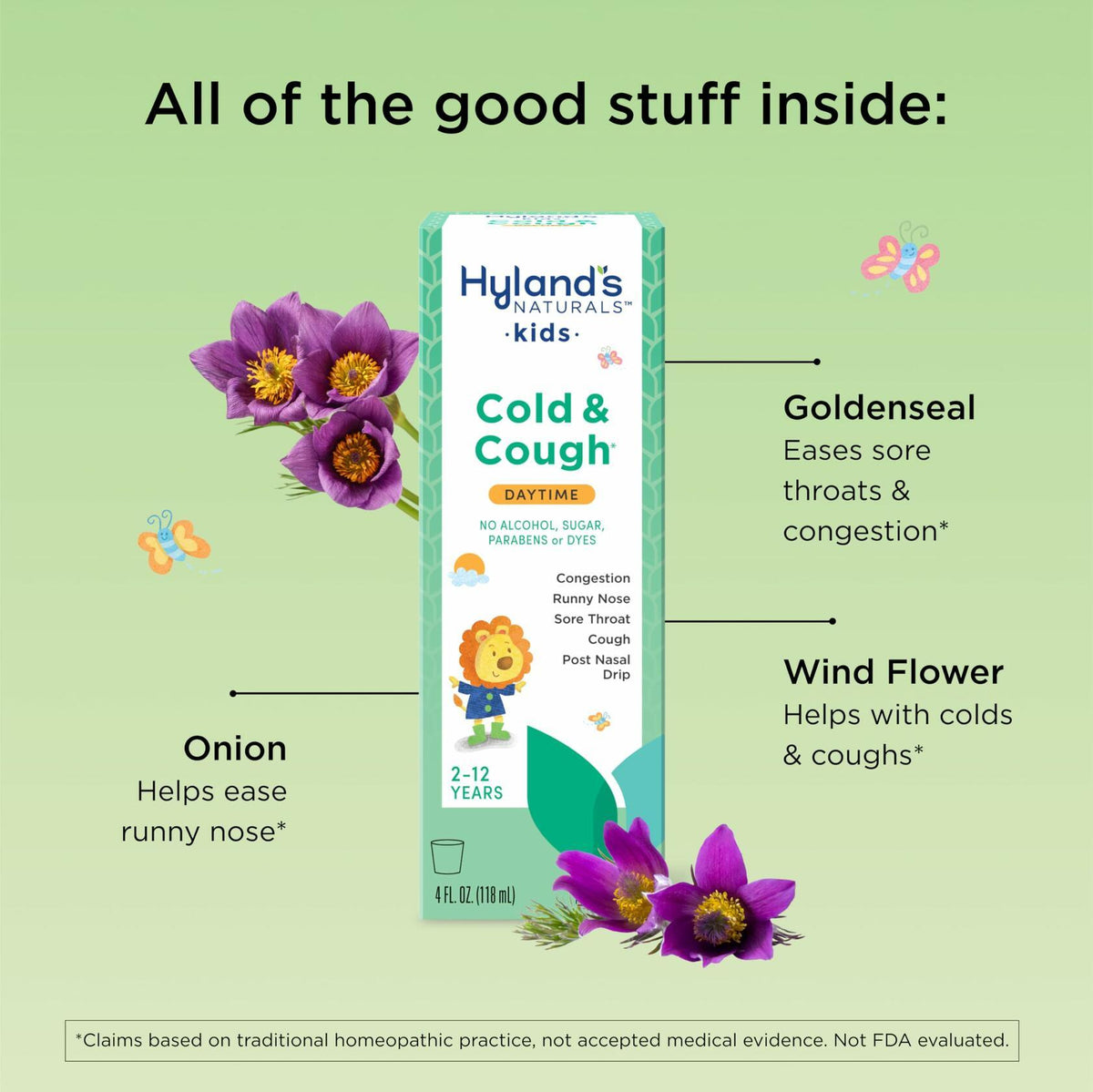 BestBy09/26 Hyland's Kids Cold & Cough Daytime Syrup Natural Relief 4oz