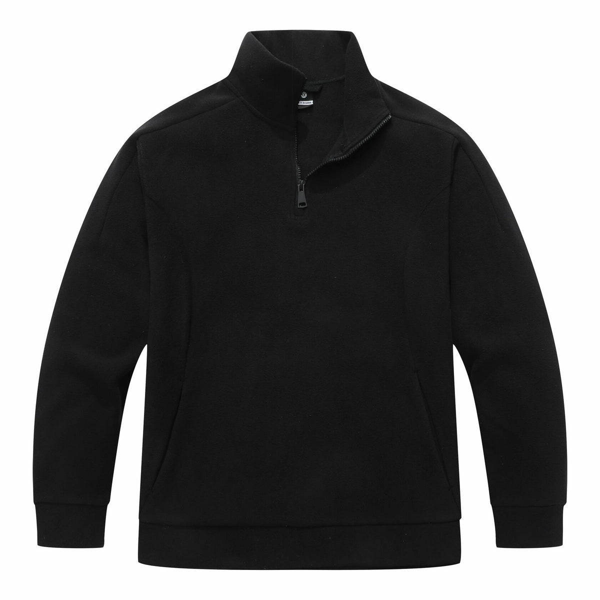 KAIDER Women's Plus Size Polar Fleece Pullover Jacket Black Quarter-Zip Long