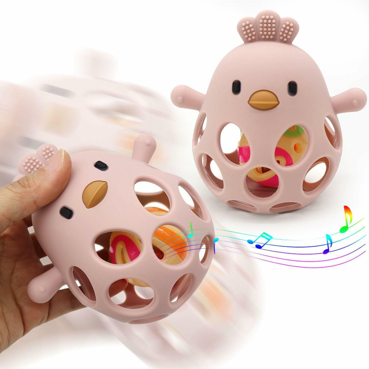 KIAANS Baby Teething Toy Silicone Hollow Chick White BPA Free Sensory Teether