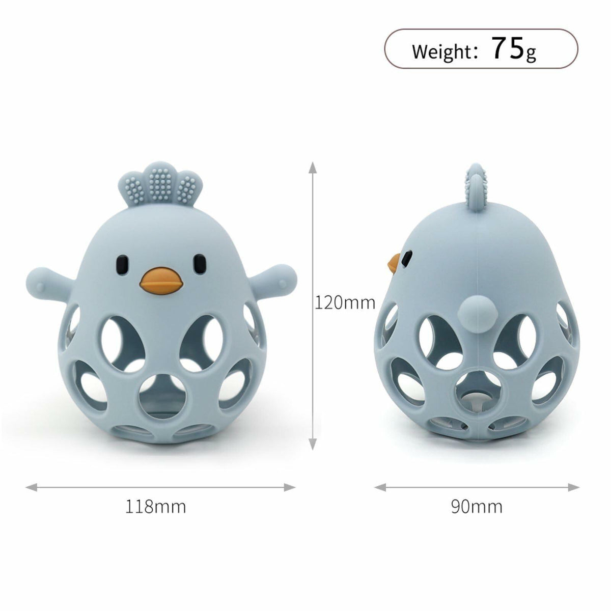 KIAANS Baby Teething Toy Silicone Hollow Chick White BPA Free Sensory Teether