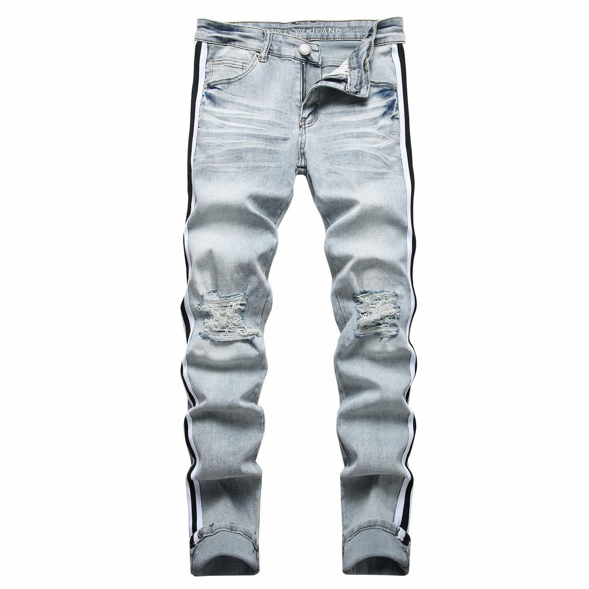 ABSECAI Men's Skinny Ripped Slim Fit Stretch Jeans Blue Size 34